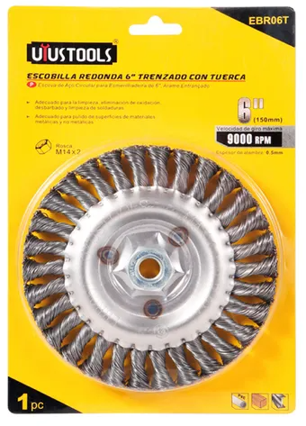 CEPILLO ACERO REDONDO 6” C/ TUERCA 5/8